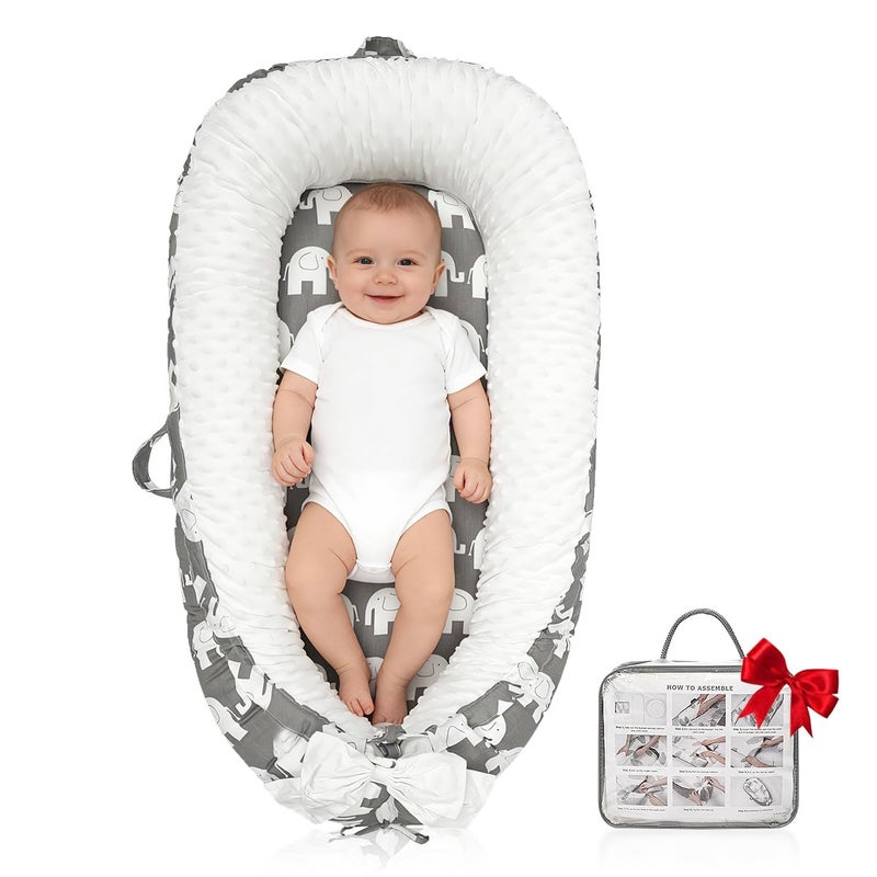 Meindoovm Baby Lounger | Organic Cotton Infant Support Cushion| Reversible, Adjustable & Portable Floor Lounger | Soft, Breathable, Washable Cover - Image 1