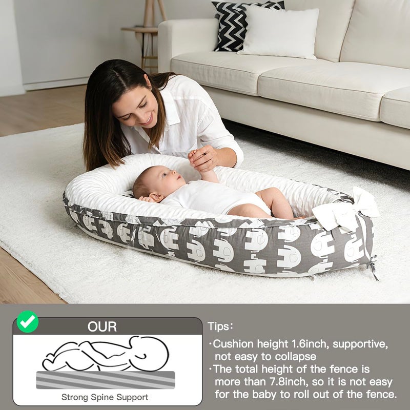 Meindoovm Baby Lounger | Organic Cotton Infant Support Cushion| Reversible, Adjustable & Portable Floor Lounger | Soft, Breathable, Washable Cover - Image 5
