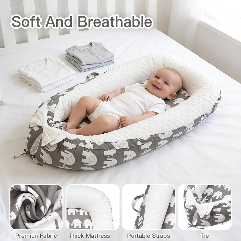 Meindoovm Baby Lounger | Organic Cotton Infant Support Cushion| Reversible, Adjustable & Portable Floor Lounger | Soft, Breathable, Washable Cover - Image 2