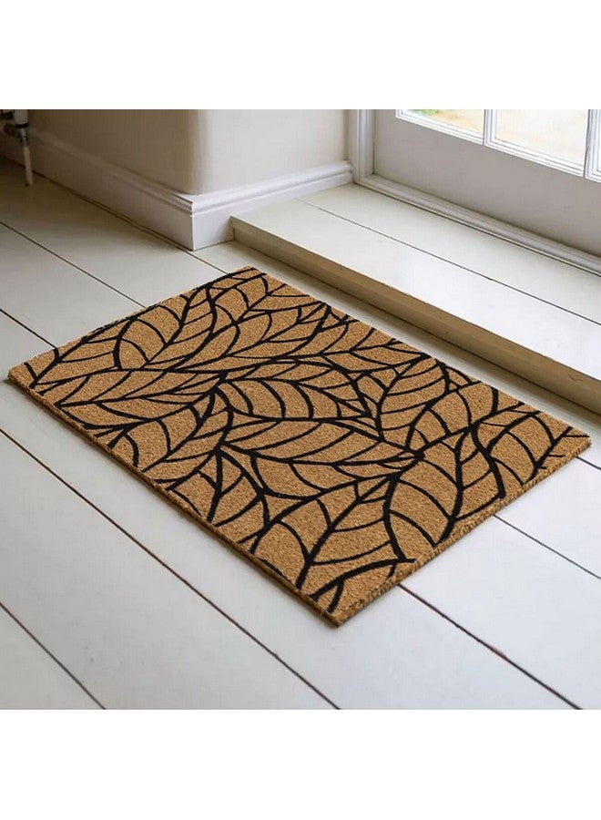 LUANCE Leaf Print Anti-Slip Rectangular Door Mat Brown and Black 45 x 75 cm 140591080 - Image 2