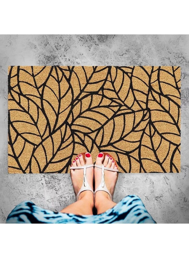 LUANCE Leaf Print Anti-Slip Rectangular Door Mat Brown and Black 45 x 75 cm 140591080 - Image 3