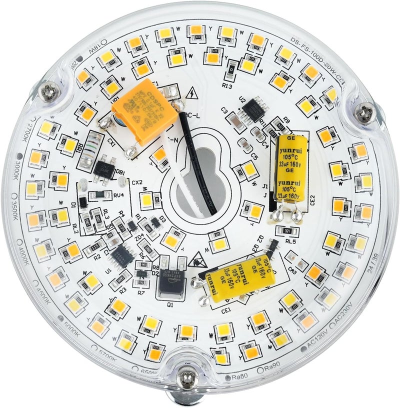 HAOLEDI 4" 20W LED Ceiling Fan Light Retrofit Kit, Ceiling Light Retrofit Engine PCB, 3CCT 3000K/4000K/5000K, 120V, 2400LM, CRI90, Dimmable, ETL Listed - Image 1