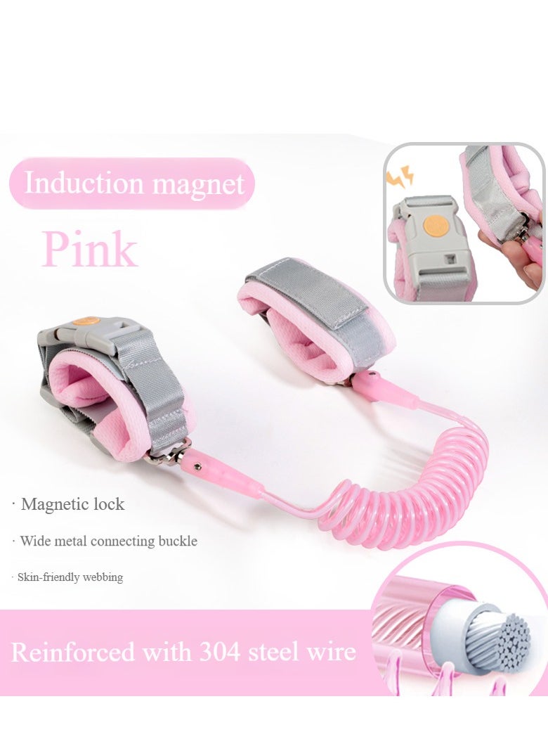Generic Children's anti-lost wrist bracelet Children's wrist leash with key lock Toddler Seat Belts Infant Walking Wristbands Ideal for outdoor activities, travel and shopping, 2.5 m / 8.2 ft (pink)  - Image 1