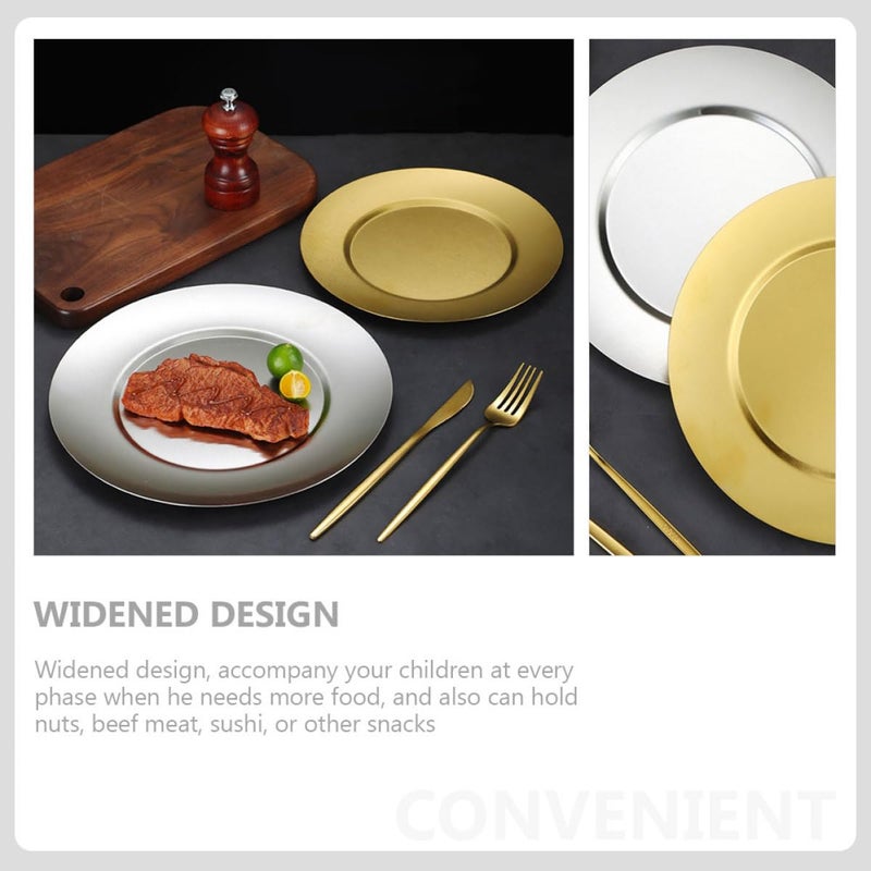 Stainless Steel 14Cm Round Shallow Dessert Plate Food Serving Tray For Kitchen Party Bbq - Image 4