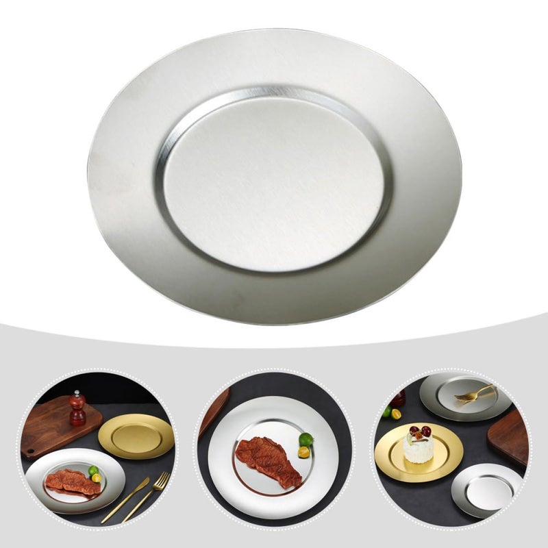 Stainless Steel 14Cm Round Shallow Dessert Plate Food Serving Tray For Kitchen Party Bbq - Image 5