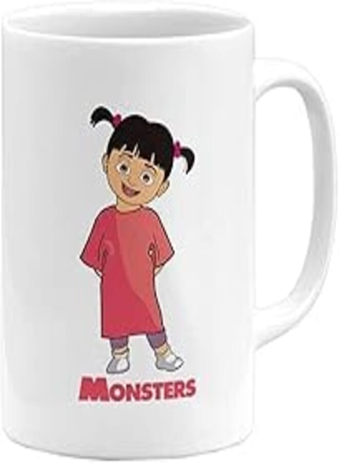 RYN PRINTED DESIGN Boo From Monsters Inc Printed Coffee Mug White/Pink/Black 11ounce