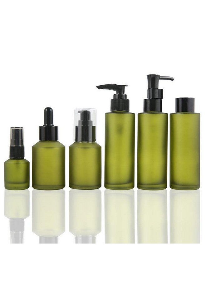كويبي زجاجة مضخة لوشن زجاجية فاخرة خضراء فارغة قابلة لإعادة التعبئة، 2 أونصة، حاوية موزع كريم أساس سائل، قارورة تخزين، علبة عينة مستحلب جوهري 60 مل - Image 5
