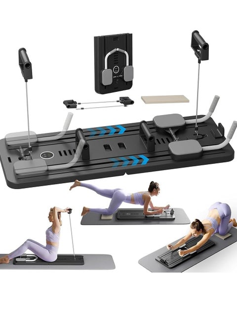 Pilates Board, Pilates Reformer Set, 8 in1 Pilates Reformer Machine with Timer, Multi-Purpose Foldable Pilates Reformer Board for Home
