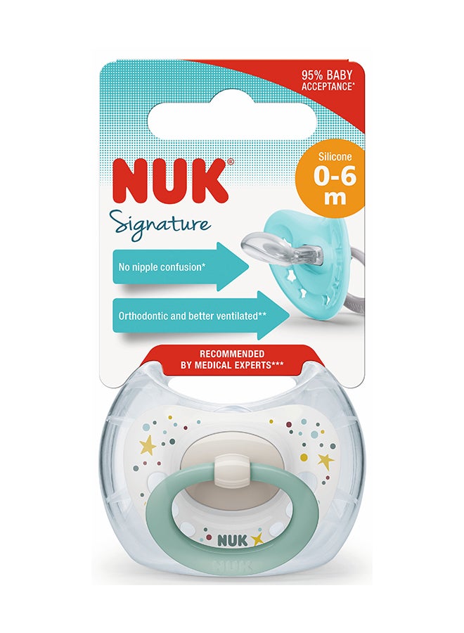 NUK Pacifier Signature 0 6M 1Pc (White Green)