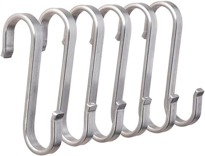 SeeRaphee Heavy Duty 304 Stainless Steel S Shaped Metal Hanging Hooks for Hanging, Metal Kitchen Pot Pan Hanger Storage Rack Closet S Type Hooks(10PCS) - Image 1