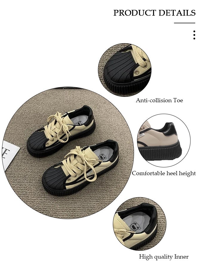 DUNISO Women's Platform Sneakers Low Top Walking Shoes for Lady Comfortable Lace Up Fashion Round Toe Casual Shoes for Indoor Outdoor Travel Work - Image 4