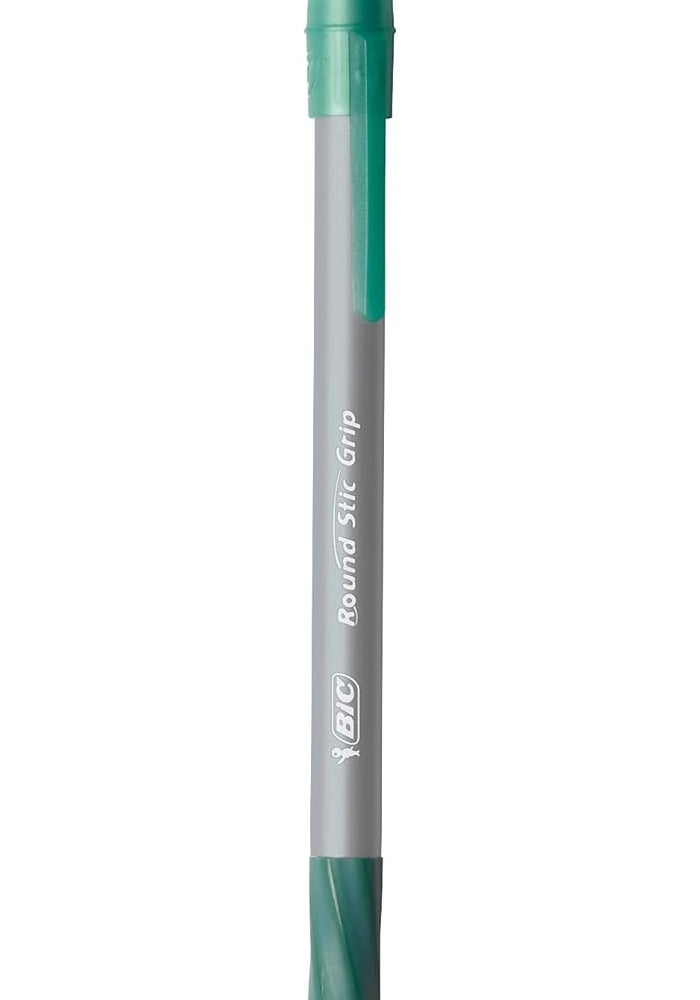 BIC Round Stic Grip Xtra Comfort Ballpoint Pen, Medium Point (1.2mm), Green, 12-Count - Image 2