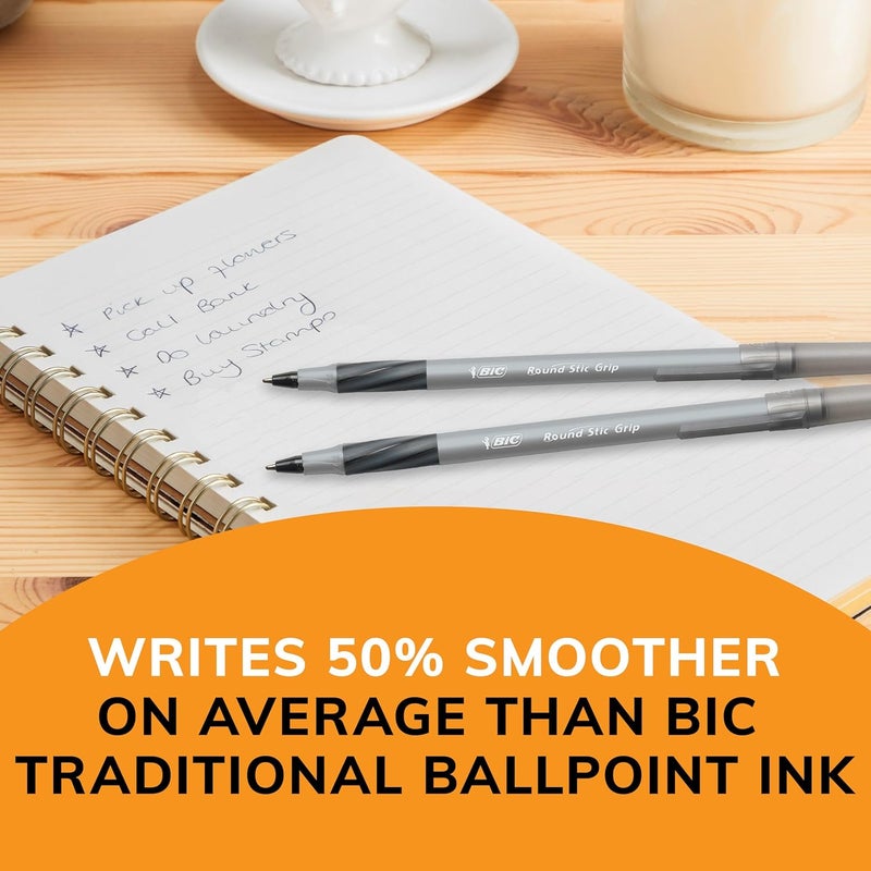 BIC Round Stic Grip Xtra Comfort Ballpoint Pen, Medium Point (1.2mm), Green, 12-Count - Image 4