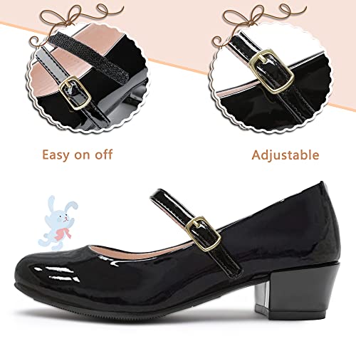 MIXIN Girls Mary Jane Dress Shoes - Princess Ballerina Flats Low Heels for School Party Wedding, Back to School Shoes for Girls (Little Kid/Big Kids) Black Size 5 - Image 4