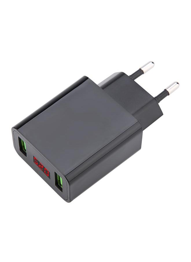 Thoraya USB 5V2.2A Dual Port Charging Plug Adapter Digital Display Travel   Black  - Image 4