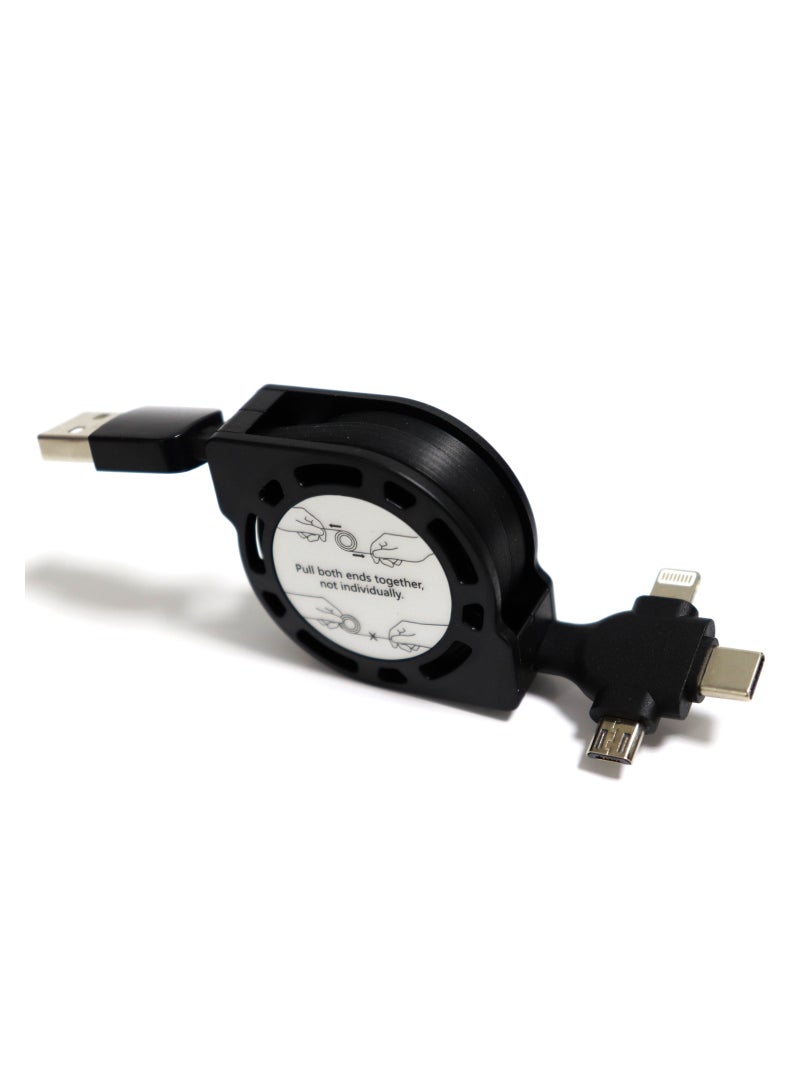 اجيرت كابل شحن متعدد قابل للسحب 3 في 1 أسود - Image 2