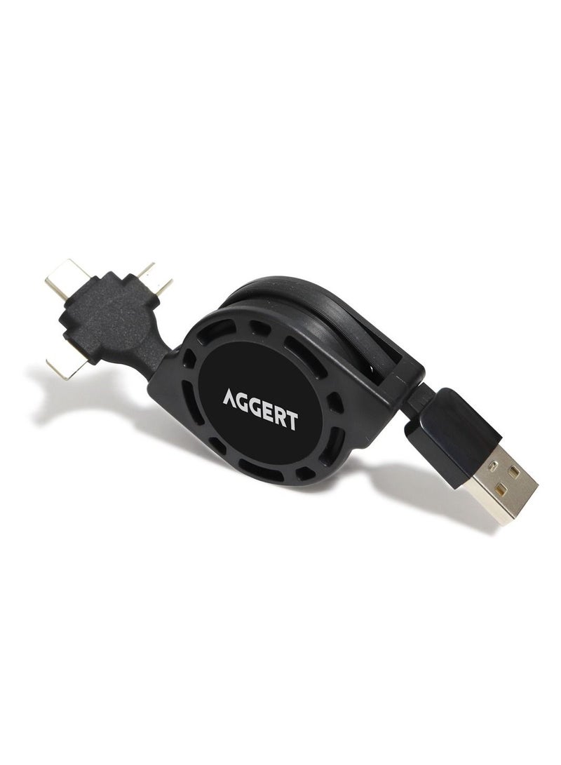 اجيرت كابل شحن متعدد قابل للسحب 3 في 1 أسود - Image 1