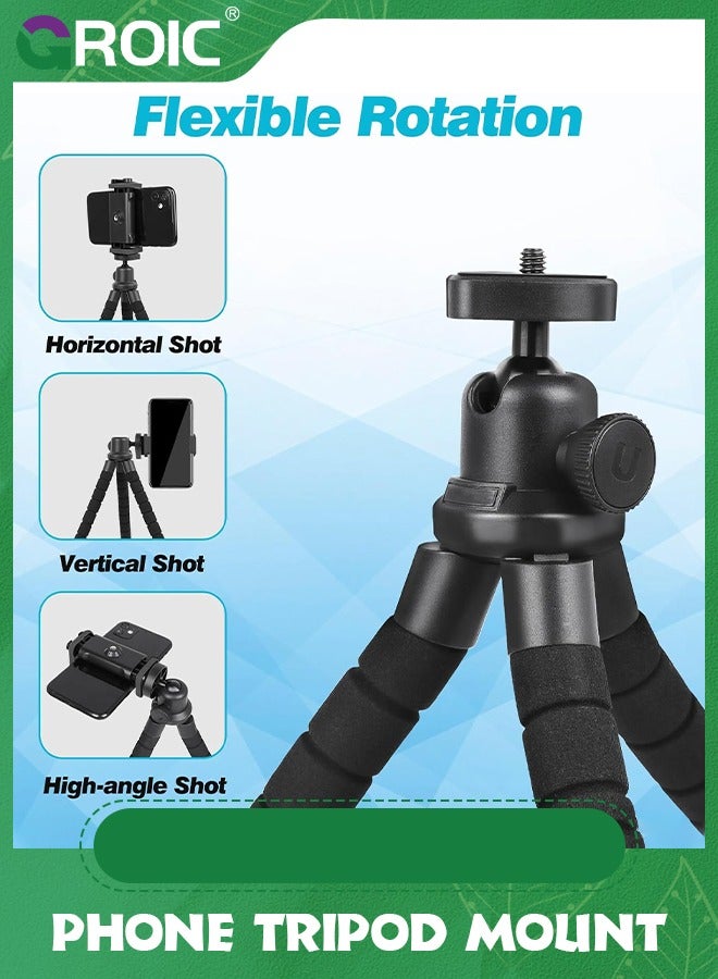 GROIC Black Cell Phone Tripod Stand, Flexible Travel Tripod with Remote and Mount, Small Cellphone Tripod for iPhone＆Android Phones, Cameras, Gopro, Webcam  - Image 2