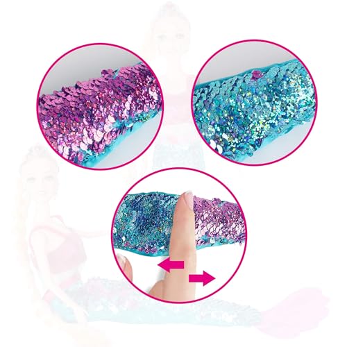 Yellow River Mermaid Princess Doll Playset, Color Changing Mermaid Tail by Reversing Squins, 12" Fashion Dress Doll with 3" Little Mermaid Dolphin and Accessories, Mermaid Gift for Girls - Image 4