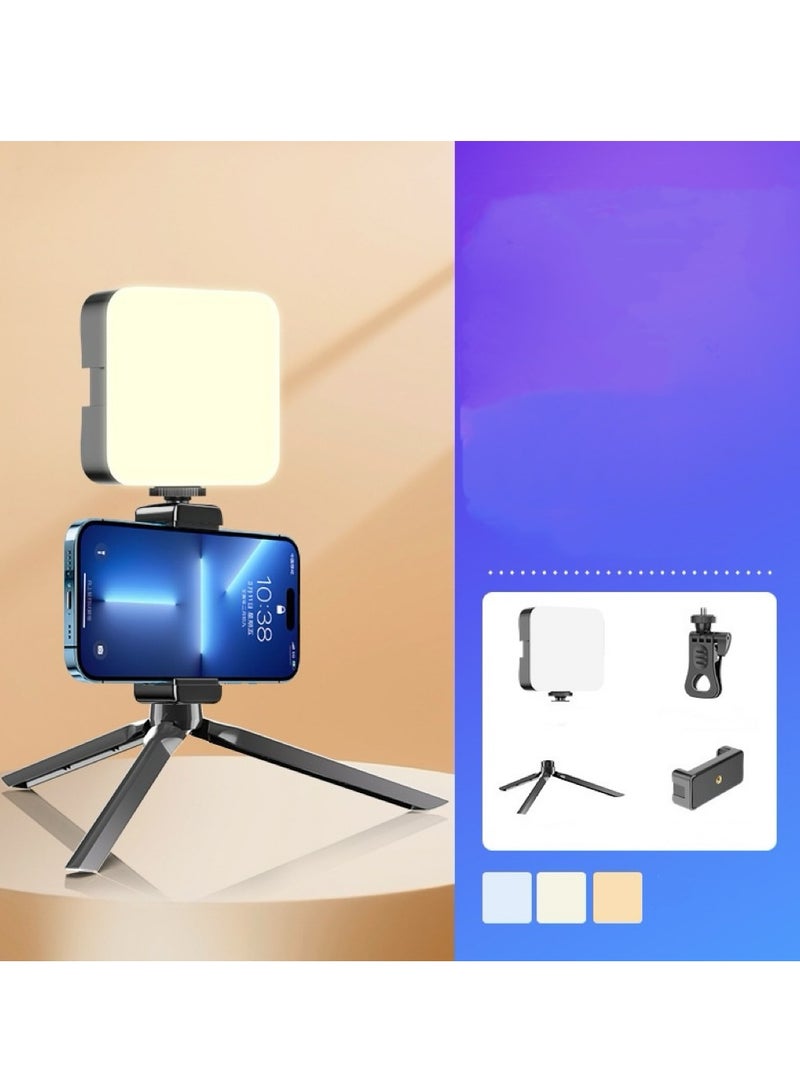 Rectangle Selfie Light with Tripod Stand, LED Light Phone Tripod Portable Phone Holder for iPhone Android Laptop Tablet Video Conference Lighting YouTube Makeup TIK Tok Live Stream  - Image 1