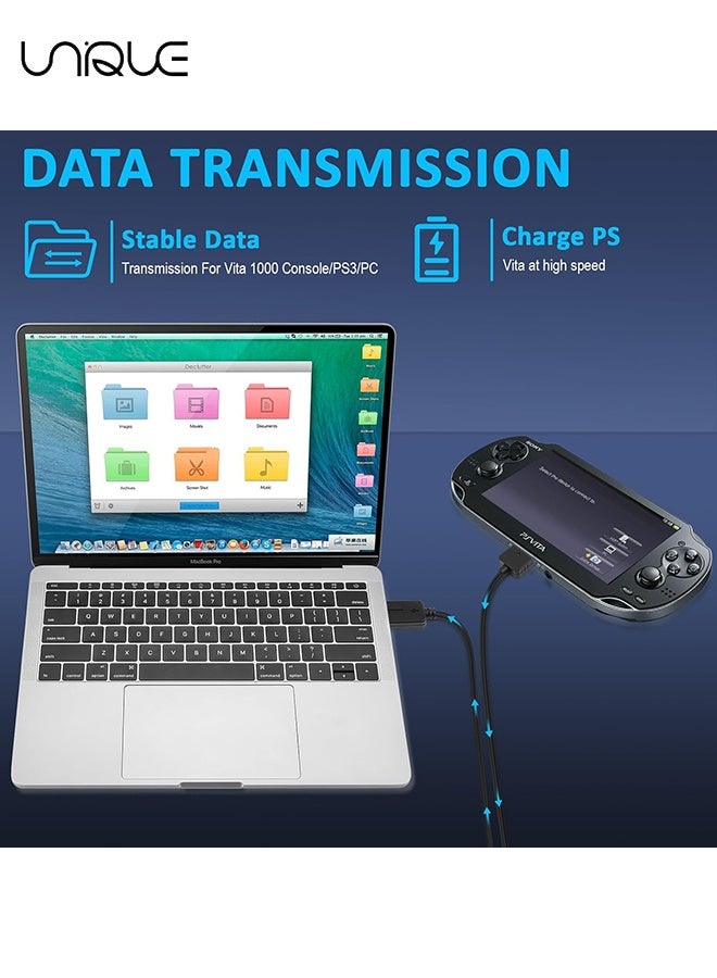 يونيك 2 عبوة - كابل شاحن PS Vita بطول 3.9 قدم - 2 في 1 استبدال سلك شاحن بيانات وطاقة USB - للبلاي ستيشن فيتا 1000 - أسود - Image 5