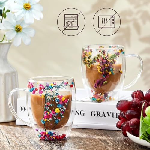 bellemax Double Wall Coffee Mug Double Layer Glass, Latte Cups, Cappuccino and Hot Chocolate Mugs with Handle, Clear Glass, Zero Lead for Hot & Cold Tea Milk Drinks Set of (Coffee Mug 300 ML, 2) - Image 3
