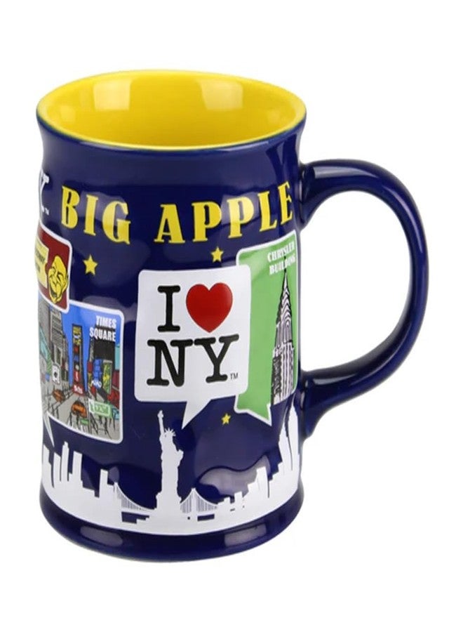 كوب قهوة Artisan Owl I Love NY Big Apple - كوب سيراميك تذكاري من نيويورك سعة 11 أونصة (أزرق داكن)