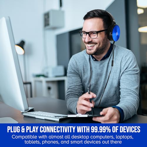 Sonitum Classroom Headphones-Bulk 25-Pack, with Microphone Student On Ear Comfy Swivel Earphones for Library, School, Airplane, Kids-for Online Learning and Travel, HQ Stereo Sound 3.5mm Jack (Colored Set) - Image 5