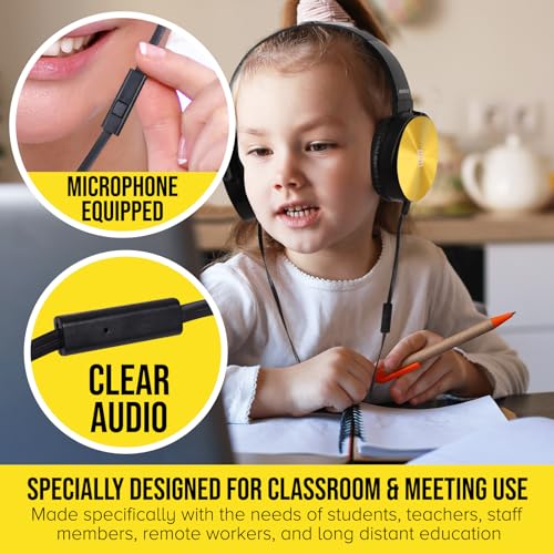 Sonitum Classroom Headphones-Bulk 25-Pack, with Microphone Student On Ear Comfy Swivel Earphones for Library, School, Airplane, Kids-for Online Learning and Travel, HQ Stereo Sound 3.5mm Jack (Colored Set) - Image 2