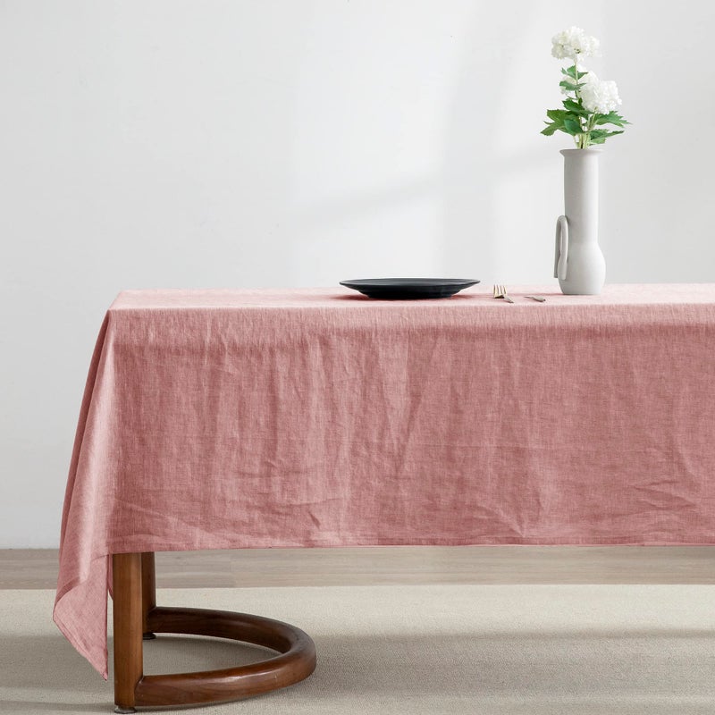 EVERLY 100% Pure Linen Rectangle Tablecloths 60x84Inches for Dining,Buffet Parties,Picnic,Events,Weddings and Restaurants,Decorative Halloween,Thanksgiving Machine Washable Tablecloths-Muddy Pink - Image 1