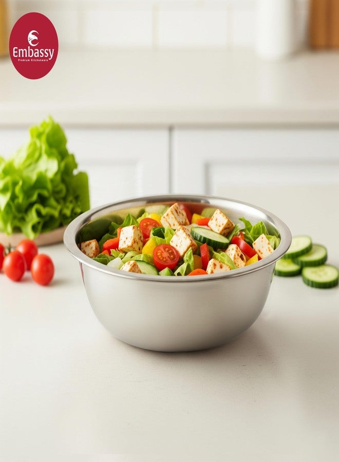 EMBASSY Stainless Steel Pack of 2 Sonata Mixing Bowls for Kitchen | Size - 2 | Capacity - 2300 ml | Bowls for Baking, Mixing Atta, Storing and Serving | Ideal for Gifting - Image 3