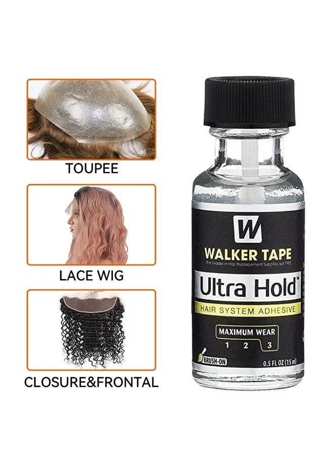 Walker Tape Ultra Hold Hair System Adhesive, Thin Silicone Hair Replacement Adhesive, Long Lasting Fixation For Poly And Lace Wigs, 3-4 Weeks, Wigs, Wig Systems, Invisible, Waterproof Adhesive, 15ML - Image 2