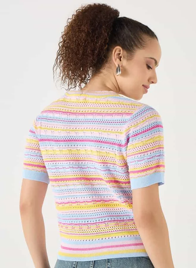 Lee Cooper Lee Cooper Textured Knit Top with Button Closure