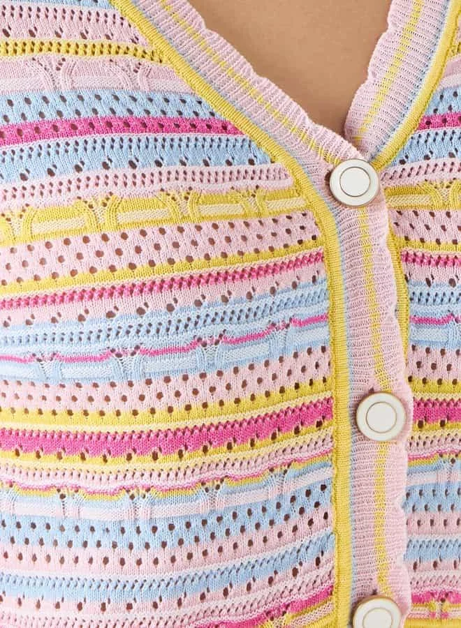 Lee Cooper Lee Cooper Textured Knit Top with Button Closure