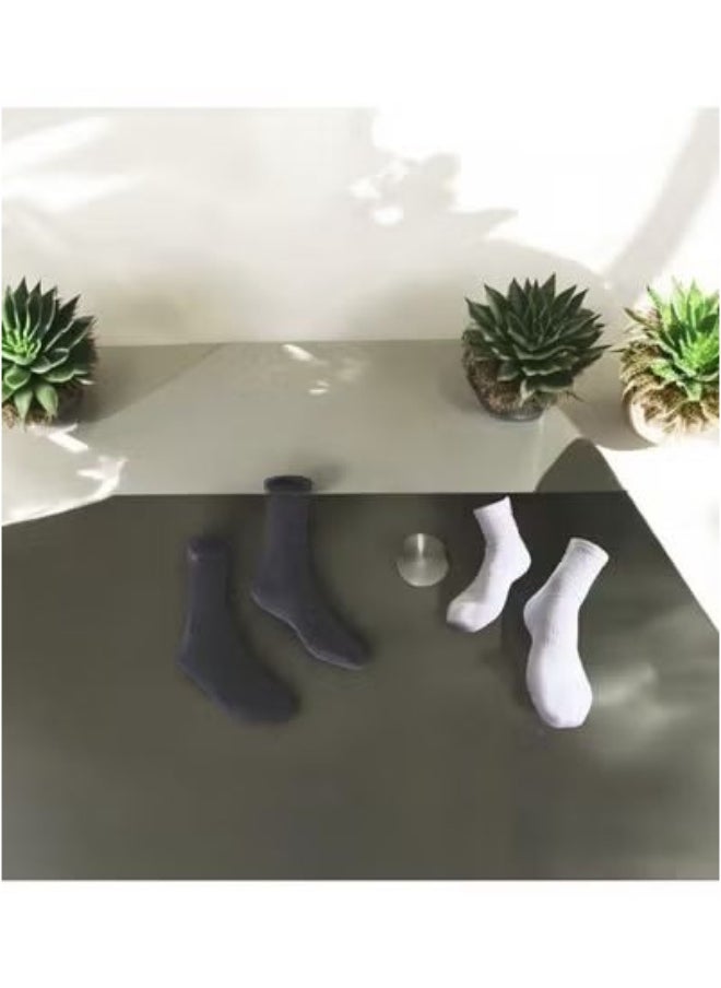 Generic four Pairs of Black & White Full Tall Socks - Premium Quality  - Image 3