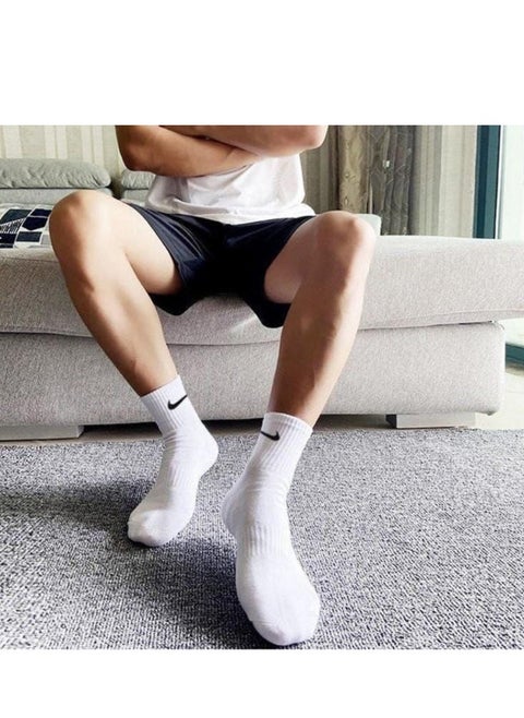 four Pairs of Black & White Full Tall Socks - Premium Quality