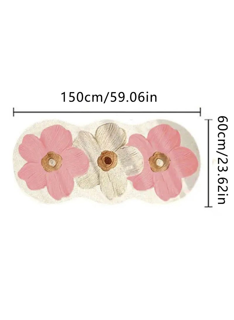 LOOPITYS Irregular standard flower mattress carpet, used for anti slip carpets in rooms and living rooms, carpet interior decoration, (pink, 150 * 60CM) - Image 4