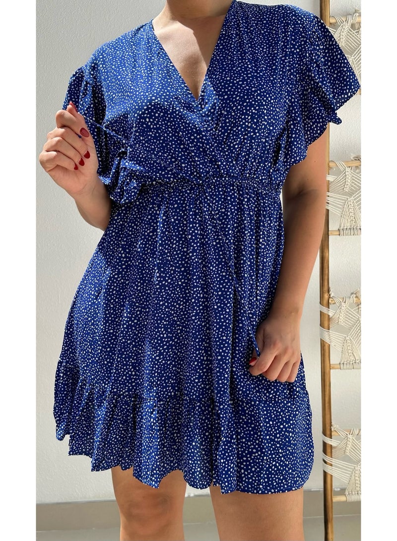 Alorabella Willow Dalmatian X-Over Dress - Royal Blue  - Image 4