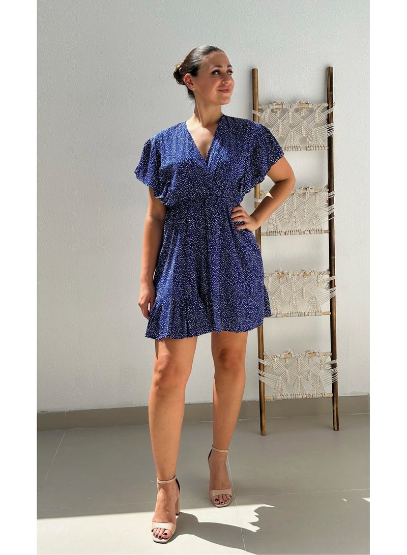 Alorabella Willow Dalmatian X-Over Dress - Royal Blue  - Image 2