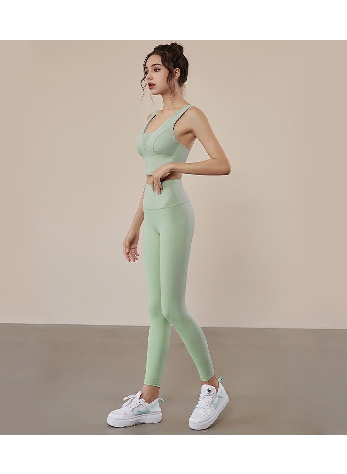 Generic Running Fitness Yoga Bra And Pants Two-piece Set Gather High Waist Hip Hip Slim Stretch Sportswear Suit  - Image 1