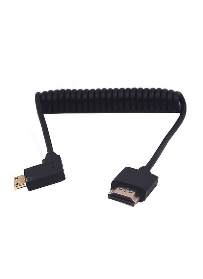 Kework 4Ft Hdmi 4K Coiled Cable 90 Degree Right Angle Mini Hdmi Male To Hdmi Male Adapter Spiral Cable Hd Hdmi 2.0 Version High Speed Spring Cord 4K @60Hz (Right Mini Hdmi To Hdmi)  - Image 2