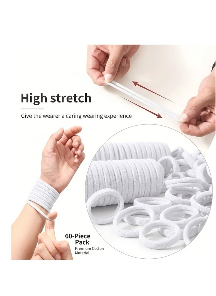 Jagravo White Hair Ties No Crease, 60pcs Elastic Seamless Rubber Hair Bands Not Damage for Toddlers Girls Kids Thick Hair Ponytail Holders Headband Scrunchies Hair Accessories - Image 2