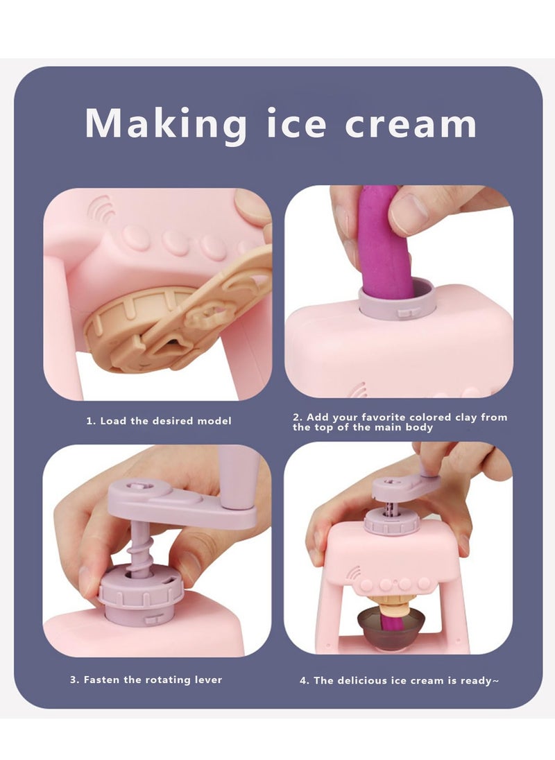 Diy Ice Cream Machine with Slime Kit Kids Color Mud Non-Toxic Non-Sticky Clay Plasticine