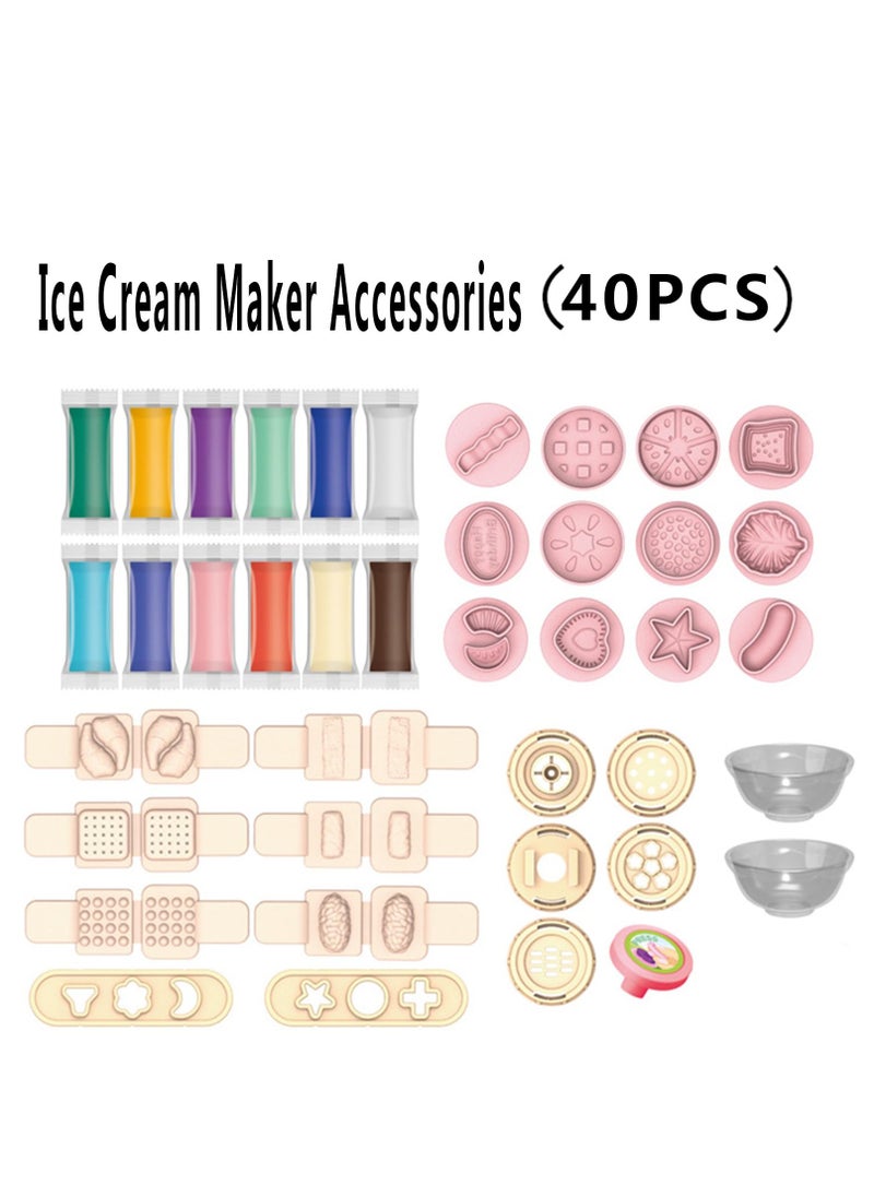 Diy Ice Cream Machine with Slime Kit Kids Color Mud Non-Toxic Non-Sticky Clay Plasticine