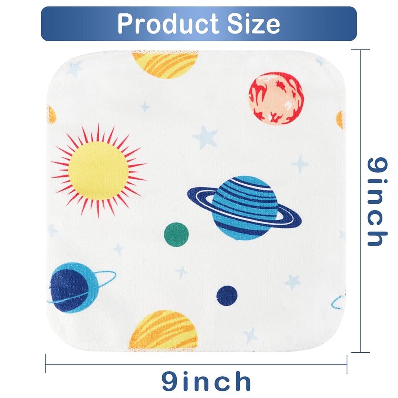 softan Baby Washcloths, 24Pack Baby Wash Cloths Extra Soft & Ultra Absorbent, Baby Towels Face Towel Unisex for Boys Girls Face & Body, Washclothes Gentle on Sensitive Skin, 9''x 9''Blue Planet - Image 3
