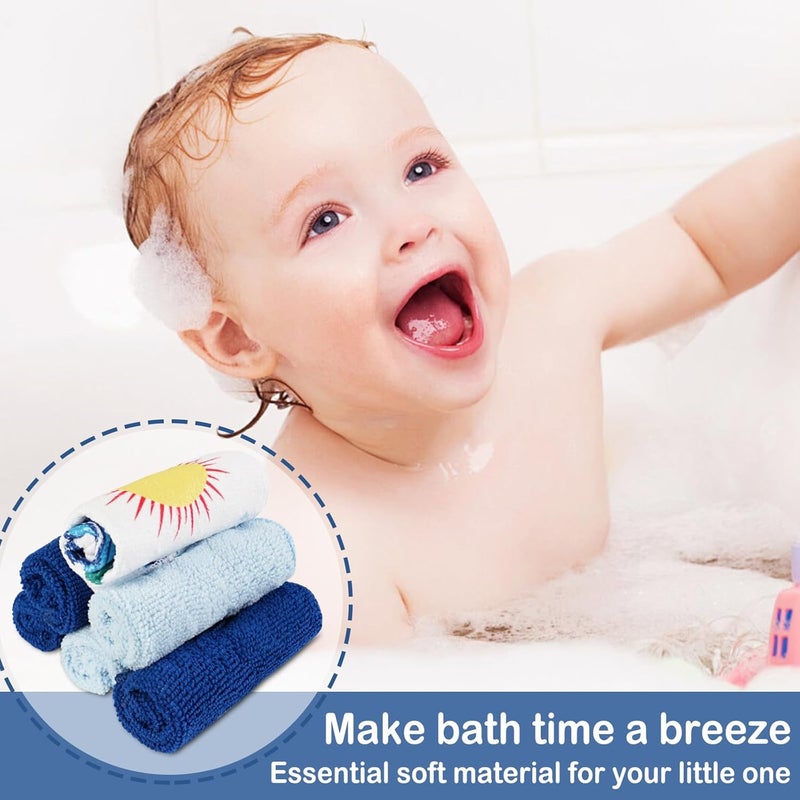 softan Baby Washcloths, 24Pack Baby Wash Cloths Extra Soft & Ultra Absorbent, Baby Towels Face Towel Unisex for Boys Girls Face & Body, Washclothes Gentle on Sensitive Skin, 9''x 9''Blue Planet - Image 2