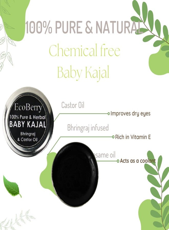 EcoBerry Baby Kajal with Bhringraj & Castor Oil | Baby Kajal for new born Organic | Lead & Paraben Free | No Artificial Colors | 100% Pure, Natural & Handmade | Preservative Free | Vegan | 5g - Image 2