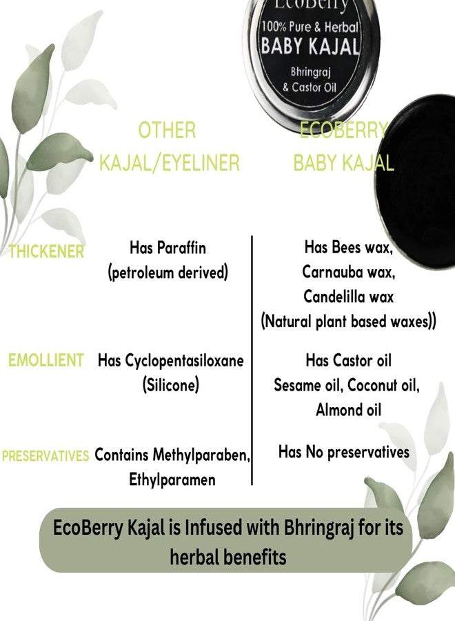 EcoBerry Baby Kajal with Bhringraj & Castor Oil | Baby Kajal for new born Organic | Lead & Paraben Free | No Artificial Colors | 100% Pure, Natural & Handmade | Preservative Free | Vegan | 5g - Image 4