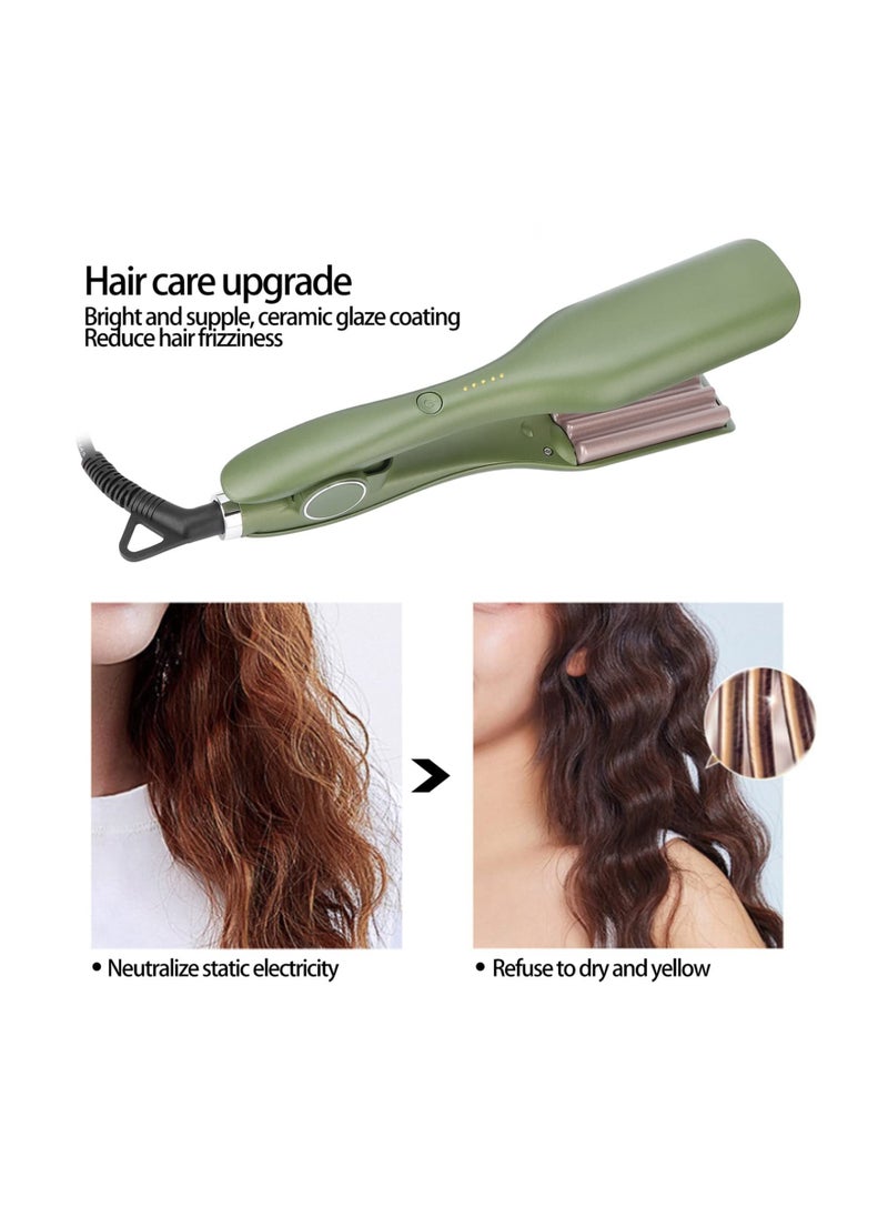 SYOSI - Titanium Ceramic Hair Crimper, PTC Heating Hair Waver 80W Volumizing Crimper Hair Styling Tool Crimping Iron Salon-Grade Hair Waver Crimped Hairstyles Tool for Women Girls, PTC heating 80W (Green) - Image 1