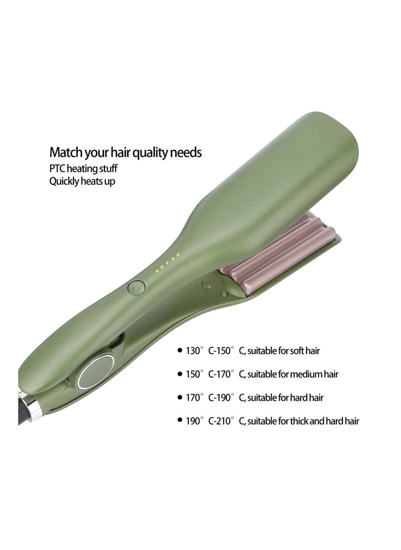 SYOSI - Titanium Ceramic Hair Crimper, PTC Heating Hair Waver 80W Volumizing Crimper Hair Styling Tool Crimping Iron Salon-Grade Hair Waver Crimped Hairstyles Tool for Women Girls, PTC heating 80W (Green) - Image 1